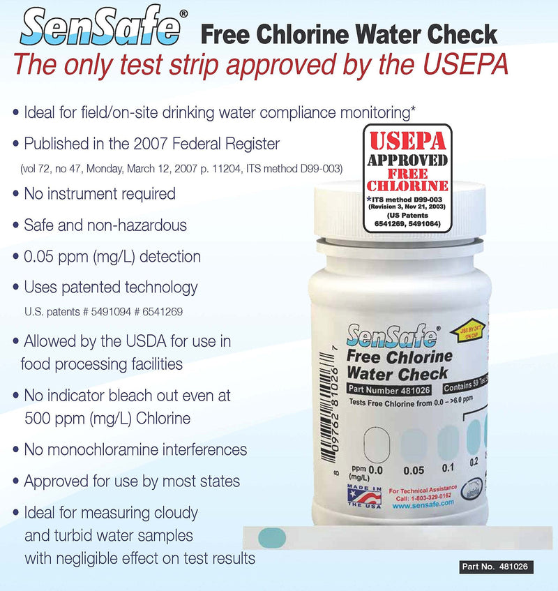 [Australia - AusPower] - Industrial Test Systems SenSafe 481126 Free Chlorine Test Strip, 40 Seconds Test Time, 0-6ppm Range (Pack of 30) 