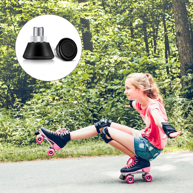 [Australia - AusPower] - 2 Pieces Roller Skate Toe Stoppers Rubber Skate Stoppers Plugs PU Rubber Roller Skates Brake 82A PU Toe Stops Replacement Skate Wheels Accessories for Double-Row Roller Skating Black 