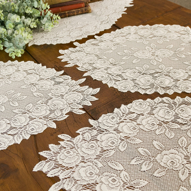 [Australia - AusPower] - Heritage Lace Tea Rose Doily, 14" x 24", Ecru, 4 Count 14" x 24" 