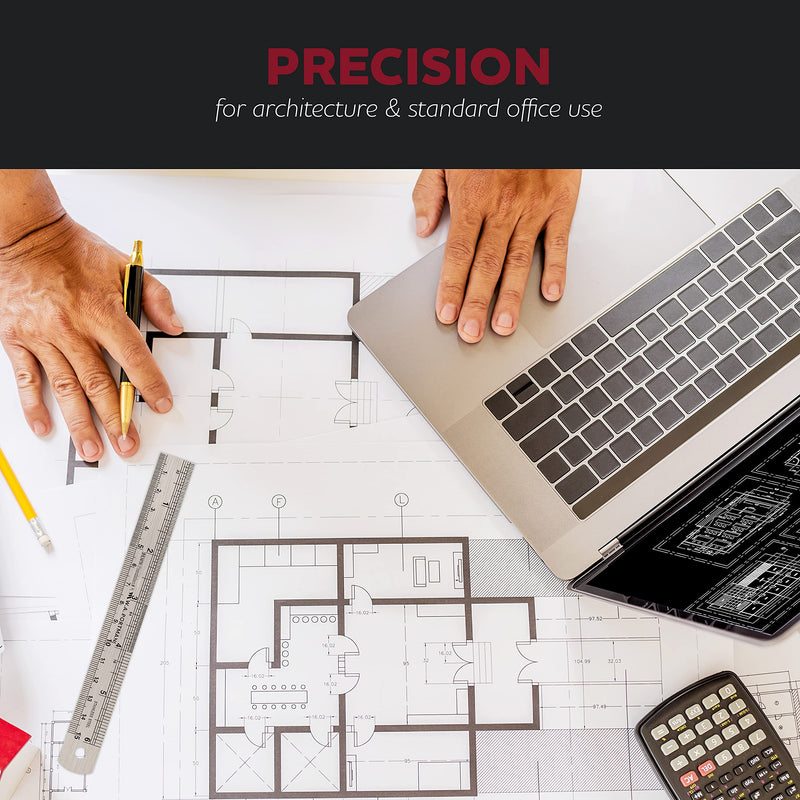 [Australia - AusPower] - Breman Precision 3 Pack Metal Ruler Set - 1 6 Inch Ruler & 2 12 Inch Stainless Steel Rulers - Steel Straight Edge Ruler Set - Metal Ruler 12 Inch & 6 Inch - Inches & Metric Ruler - Metal Rulers 