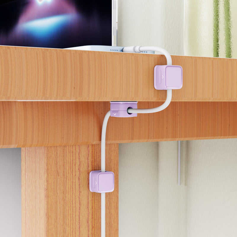 [Australia - AusPower] - smofish Cord Organizer Holder, 6 Pack Magnetic Desk Cable Clips Management, Hide Phone Charging Cable Keeper, Strong Adhesive Wire Charger Holder for Nightstand, Kitchen Appliances, Office Supplies purple 