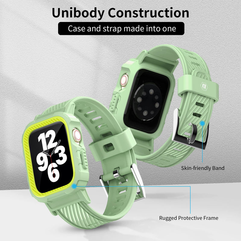 [Australia - AusPower] - B LABS Smartwatch Band for Apple Watch 41mm 40mm 38mm with Bumper Case, Shock Resistant TPU Sport Strap Women Wristband Compatible with iWatch SE Series 7/6/5/4/3/2/1 Sport Style (Mint Green) Ming Green 38mm / 40mm / 41mm 