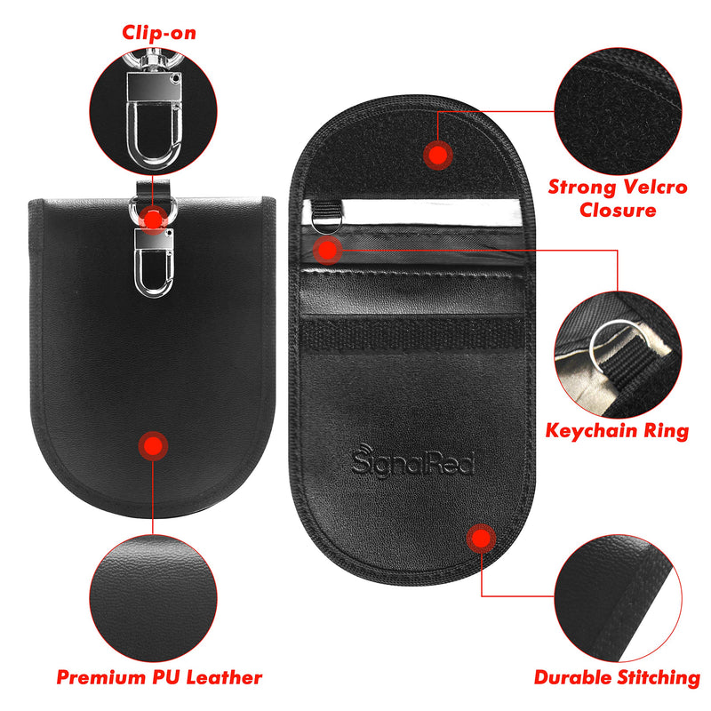 [Australia - AusPower] - Signal Red RFID Key Fob Protector and RFID Credit Card Holder - 2 Pack 