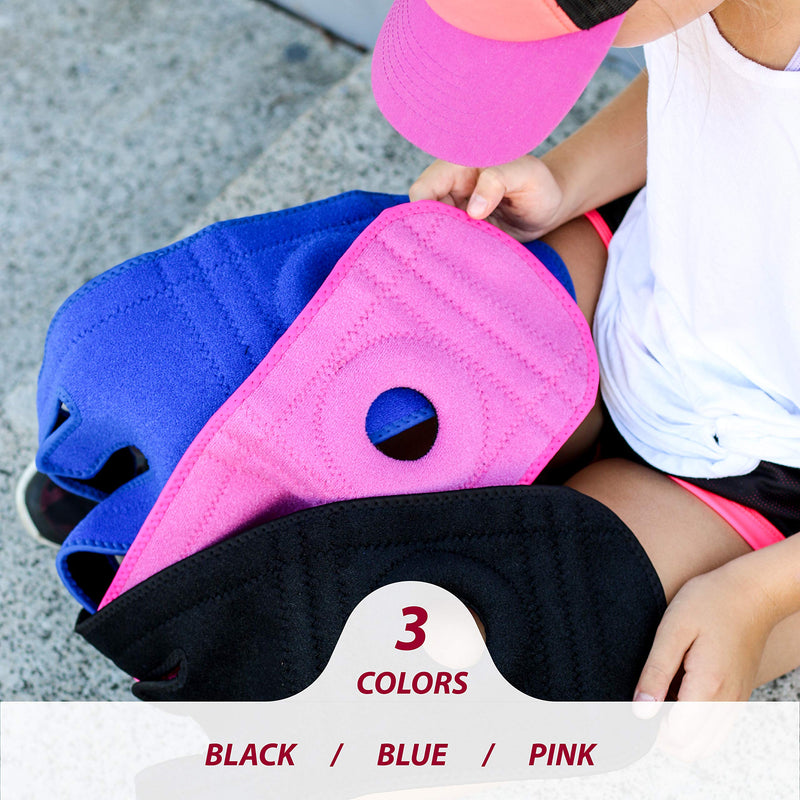 [Australia - AusPower] - Adjustable Kids Knee Brace Support - Knee Support for Youth, Arthritis, ACL, MCL, LCL, Sports Exercise, Meniscus Tear, Dance. Open Patella Neoprene Stabilizer Wrap for Children, Boys, Girls (Blue) One Size Blue 