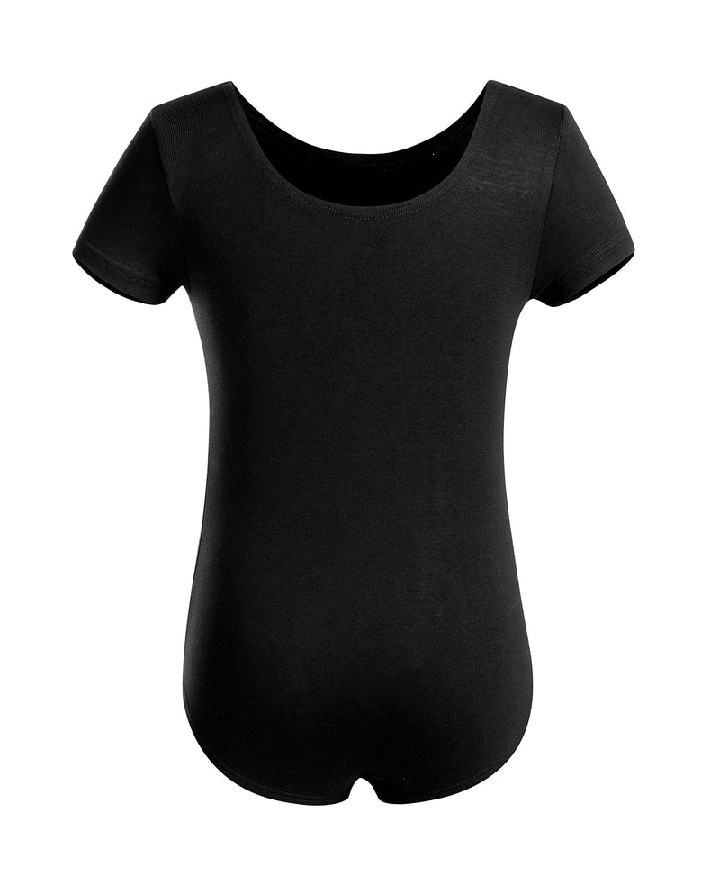 [Australia - AusPower] - DANSHOW Girls Short Sleeve Leotard with Skirt Kids Dance Ballet Tutu Dresses 6-8 Years Black 
