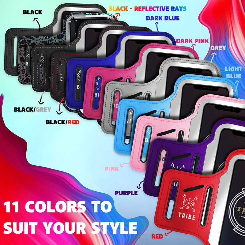 [Australia - AusPower] - TRIBE Running Phone Holder Armband. iPhone & Galaxy Cell Phone Sports Arm Bands for Women, Men, Runners, Jogging, Walking, Exercise & Gym Workout. Fits All Smartphones. Adjustable Strap, CC/Key Pocket S: iPhone Mini/8/7/6/5/4/3/SE/Galaxy Mini Black Grey 