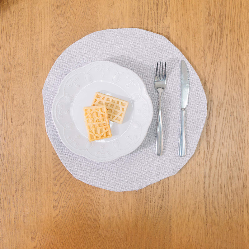 [Australia - AusPower] - Set of 4 Round Placemat 15 Inch Soft Linen eco-Friendly Fabric Handcrafted Machine Washable Indoor & Outdoor Tablemat Beige Round Placemats 15" 