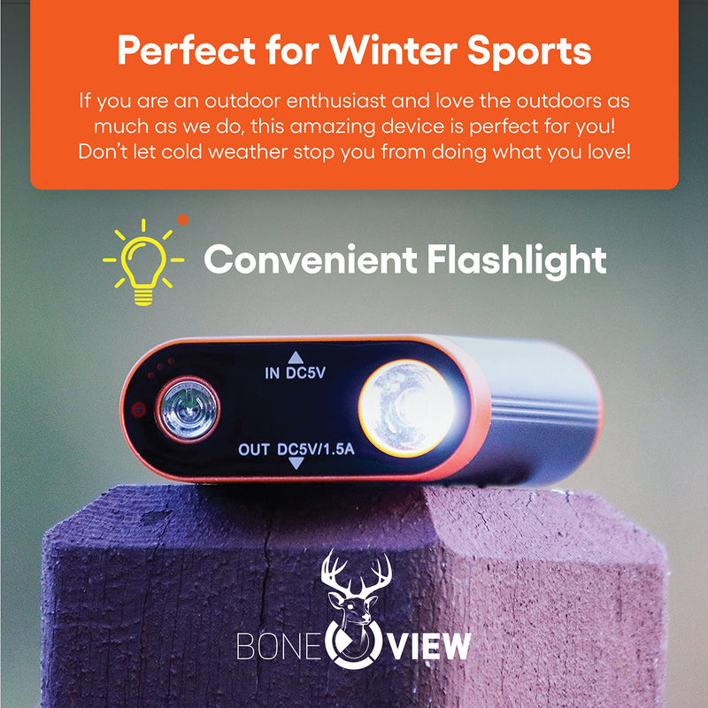 [Australia - AusPower] - BoneView Electric Hand Warmer Emergency Power Bank with Flashlight - Portable Rechargeable 9900-mAh Battery Pack, Fast Heating Over 8 Hr, Hunting, Fishing, Survival, Camping Gadgets for Men & Women 