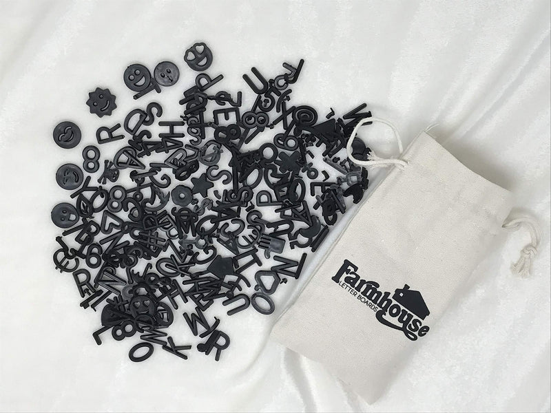 [Australia - AusPower] - Black Letter Set for Changeable Felt Letter Boards, 3/4" 460 Characters (Includes Letters, Symbols / Emojis, Numbers, Punctuation) & Burlap Storage Bag (Black) Black 