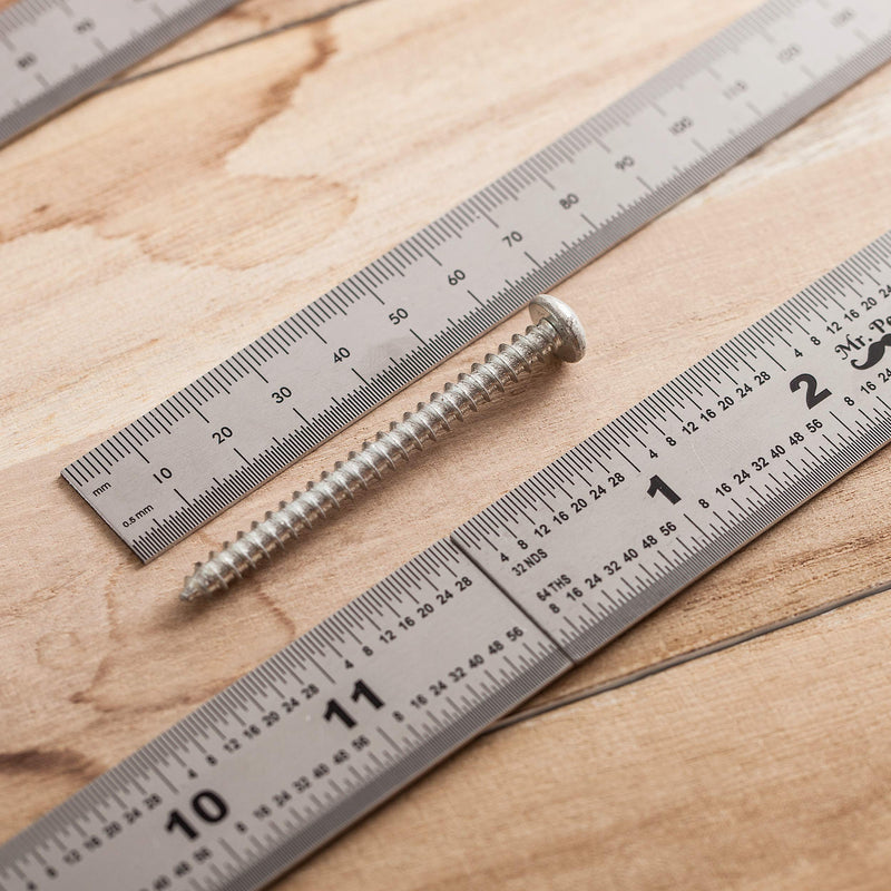 [Australia - AusPower] - Mr. Pen- Machinist Ruler, 4 Pack (6, 8, 12, 14 inch), Metric Ruler, Millimeter Ruler, (1/64, 1/32, mm and .5 mm), 6 inch Ruler, Stainless Steel Ruler 