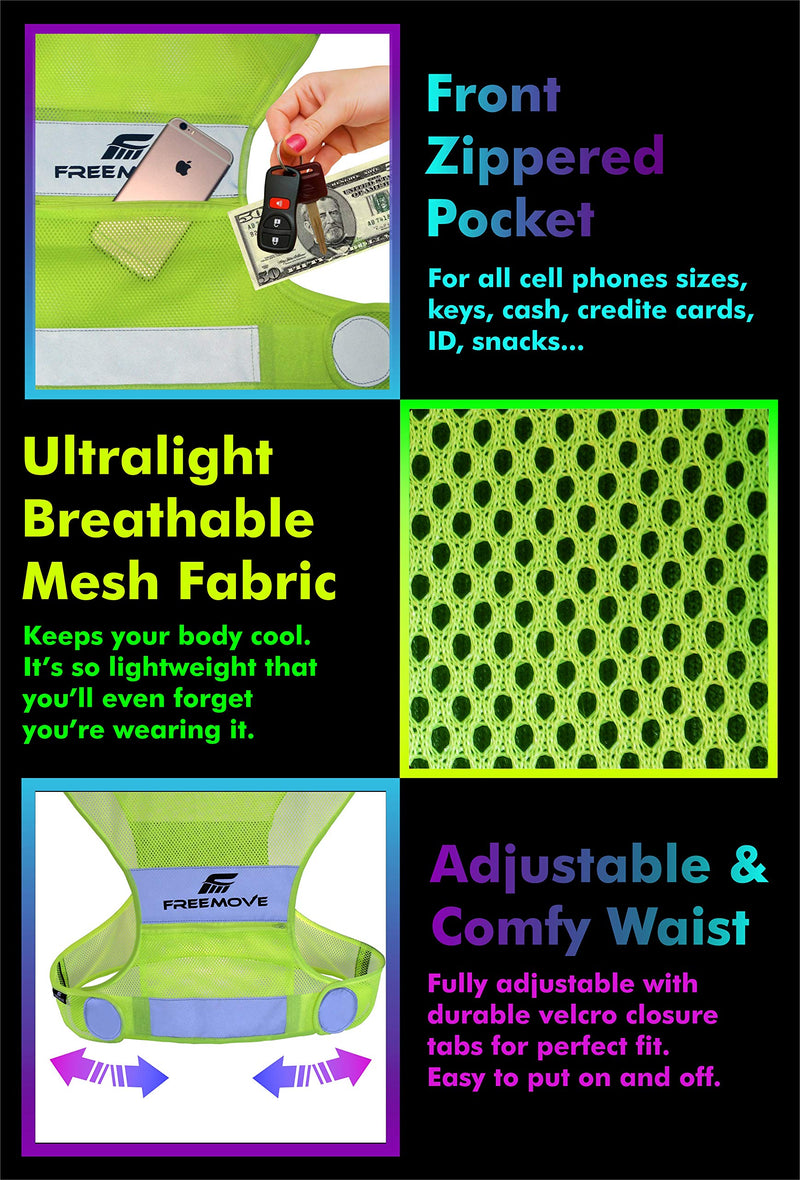 [Australia - AusPower] - Original Reflective Vest Running Gear + 2 Reflective Bands & Bag, Ultralight & Comfy, Running / Walking Safety Vest X-Small 