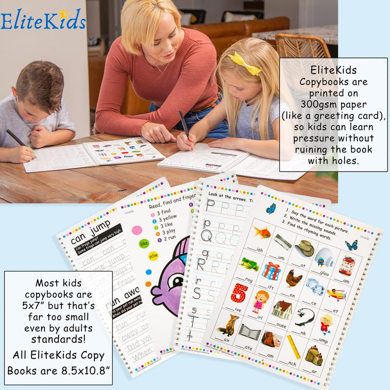 [Australia - AusPower] - Premium Edition 11x8.5 Inch EliteKids Large Magic Practice Copybook for Kids Alphabet + Sight Words 2-set, Kindergarten Magical Handwriting Workbooks, Tracing Letters for Kids Ages 3-5 Copy Book. ABC and Sight Words 2-Book Set 