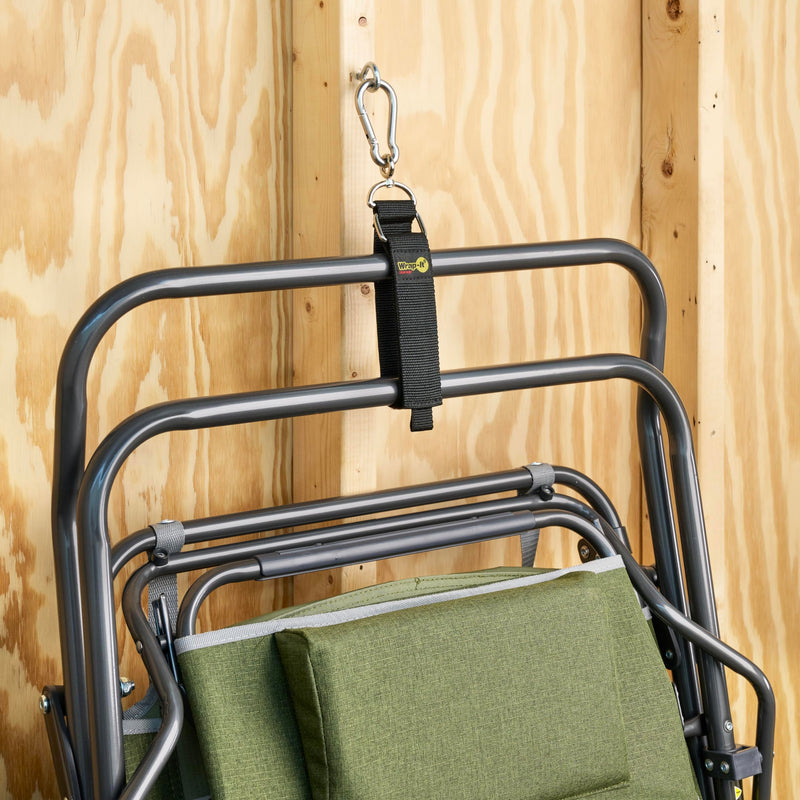 [Australia - AusPower] - Hook 'n Hang Wrap-It Storage Straps - 18" (2-Pack) Black - Carabiner Straps to Use as Extension Cord Holder Heavy Duty Straps with Hooks and Cord Storage or Hose Straps 18" (2-Pack) 
