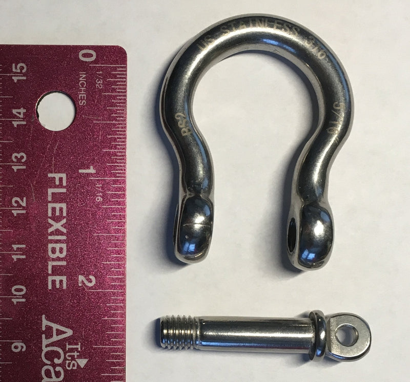 [Australia - AusPower] - 2 Pieces Stainless Steel 316 Forged Bow Shackle 5/16" (8mm) Marine Grade 