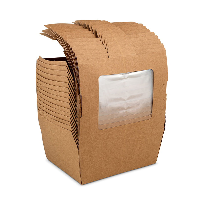 [Australia - AusPower] - #8 Kraft Paper Food Container with Window 6 x 4.75 x 2.5 inches with Lock Tab and Poly Coated Interior to Prevent Spills by MT Products (15 Pieces) Kraft with Window 