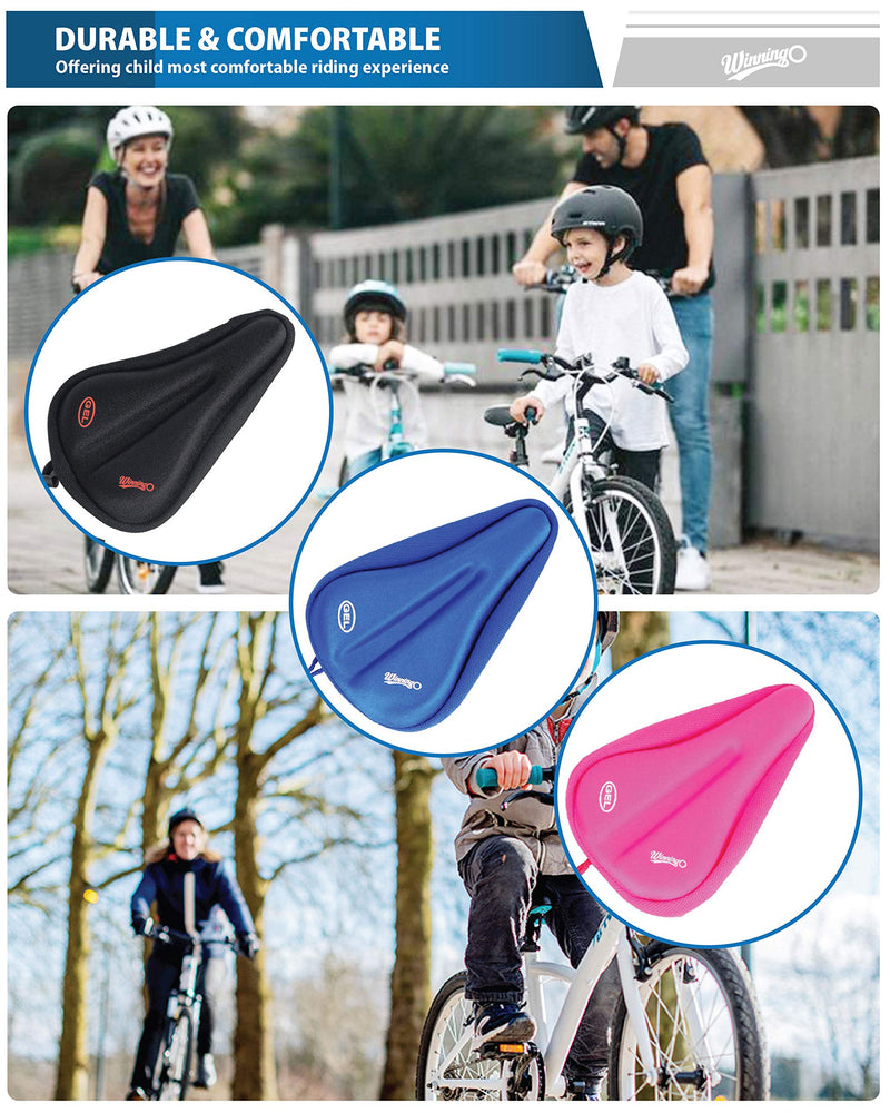 [Australia - AusPower] - WINNINGO Kids Bike Gel Seat Cushion Cover, Child Bike Seat Cover Comfortable Small Bicycle Saddle Pad Black 