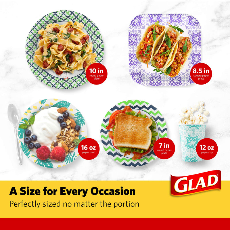 [Australia - AusPower] - Glad Square Disposable Paper Plates with Gray Victorian Print|Soak Proof, Cut-Proof, Microwaveable Heavy Duty Disposable Plates, 7 Inches, 50 Count|Square Plates, Party Paper Plates, Paper Plates Bulk 7" Plates - 50 Count 