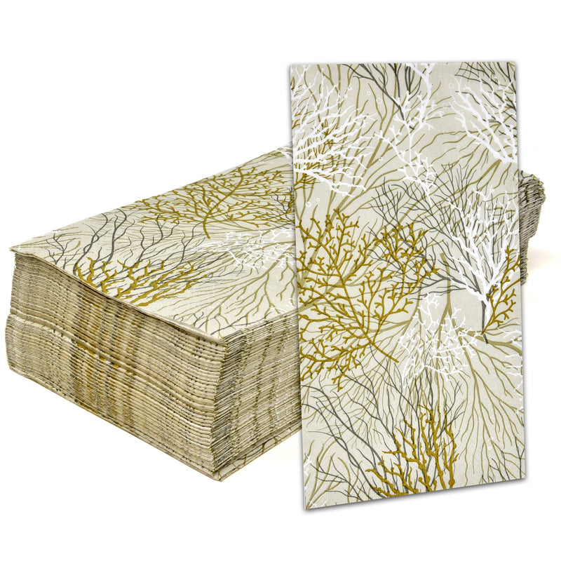 [Australia - AusPower] - 100 Sea Fans Guest Napkins 3 Ply Disposable Paper Pack Sea Fan Dinner Hand Napkin for Summer Bathroom Powder Room Wedding Anniversary Holiday Birthday Party Bridal & Baby Shower Decorative Towels 