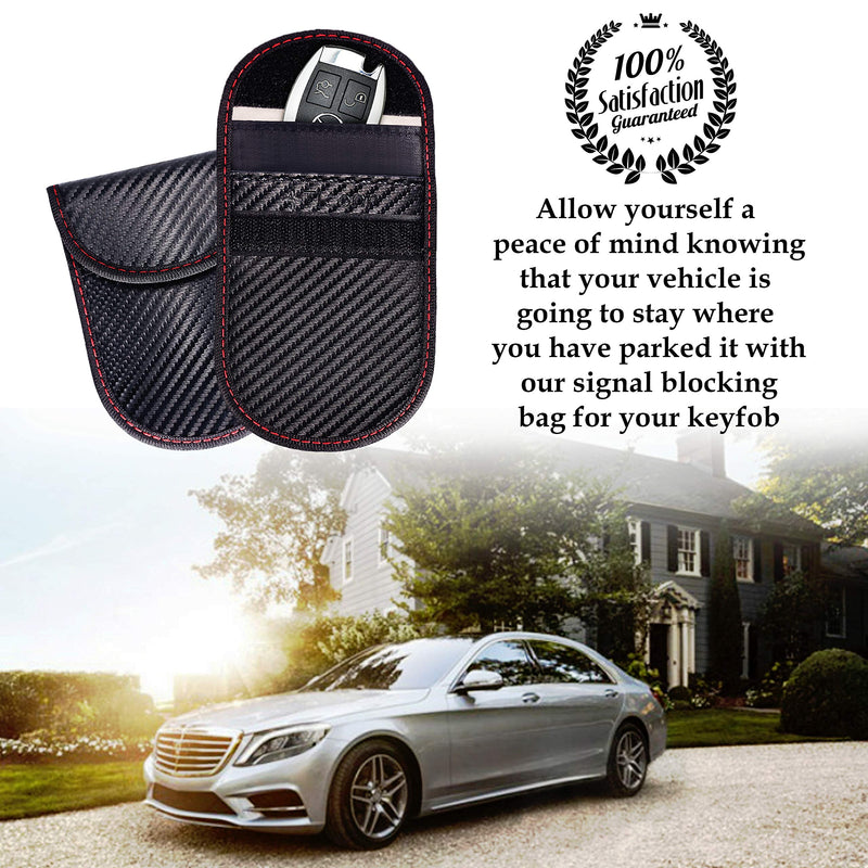 [Australia - AusPower] - Faraday Bag for Key Fob (2 Pack), TICONN Faraday Cage Protector - Car RFID Signal Blocking, Anti-Theft Pouch, Anti-Hacking Case Blocker (Carbon Fiber Texture) 