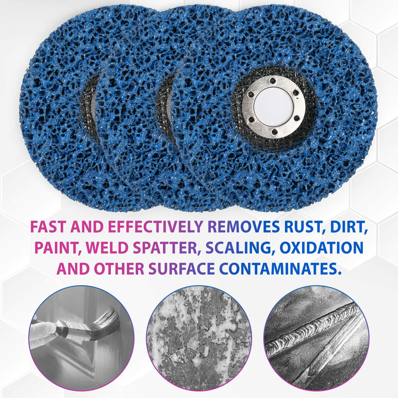 [Australia - AusPower] - LotFancy Stripping Disc, 6PCS 4 1/2” x 7/8” Quick Easy Strip and Clean Discs, Paint and Rust Remover Stripper for Angle Grinder, Silicon Carbide Abrasive Wheel for Wood Metal Fiberglass, Blue 