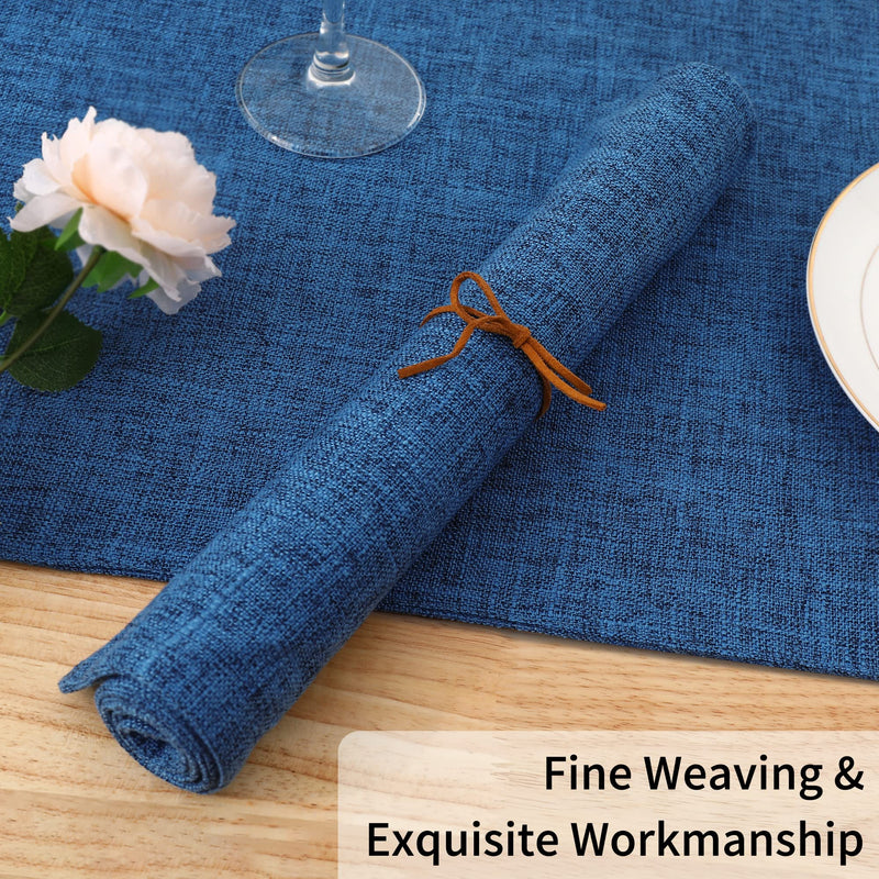 [Australia - AusPower] - Homaxy Cotton Linen Placemats for Dining Table Set of 6, Heat Resistant Washable Table Mats, Easy to Clean Place Mats, 13" x 19", Blue 