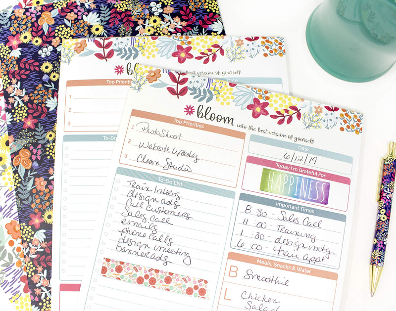 [Australia - AusPower] - bloom daily planners Daily Planning System Tear Off to Do Pad - Undated Planning Sheets - 8.5" x 11" - Floral Dots Daily Planning System - Floral Dots 