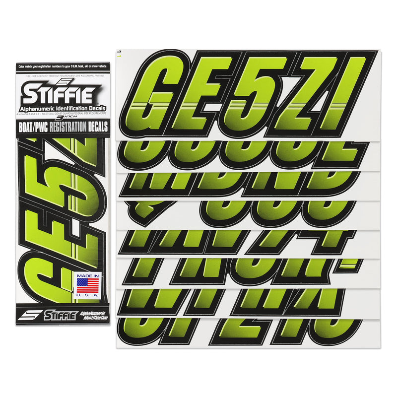[Australia - AusPower] - Stiffie TECHTRON 3" Alpha-Numeric Registration Identification Numbers Stickers Decals for Boats & Personal Watercraft (Atomic Green / Black) 