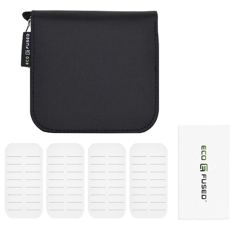 [Australia - AusPower] - Eco-Fused Memory Card Case - Fits up to 44x SD, SDHC, Micro SD, Mini SD and 4X CF - Holder with 44 Slots (8 Pages) - for Storage and Travel - Microfiber Cleaning Cloth and Labels Included Black 