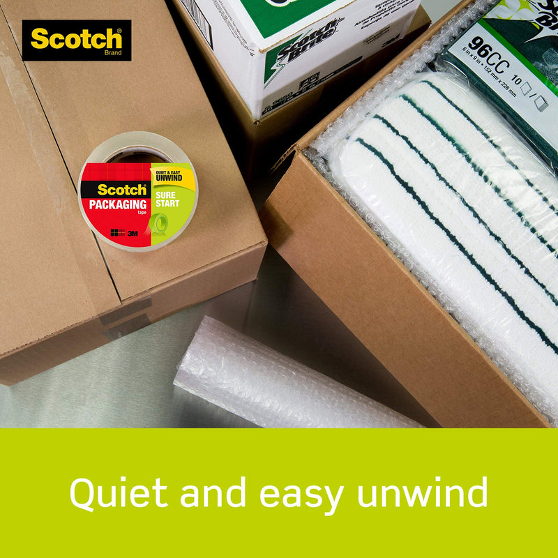 [Australia - AusPower] - Scotch Sure Start Shipping Packaging Tape, 1.88"x 22.2 yd, Designed for Packing, Shipping and Mailing, Quiet Unwind, No Splitting or Tearing, 2" Core, Clear, 6 Dispensered Rolls (145-6) 