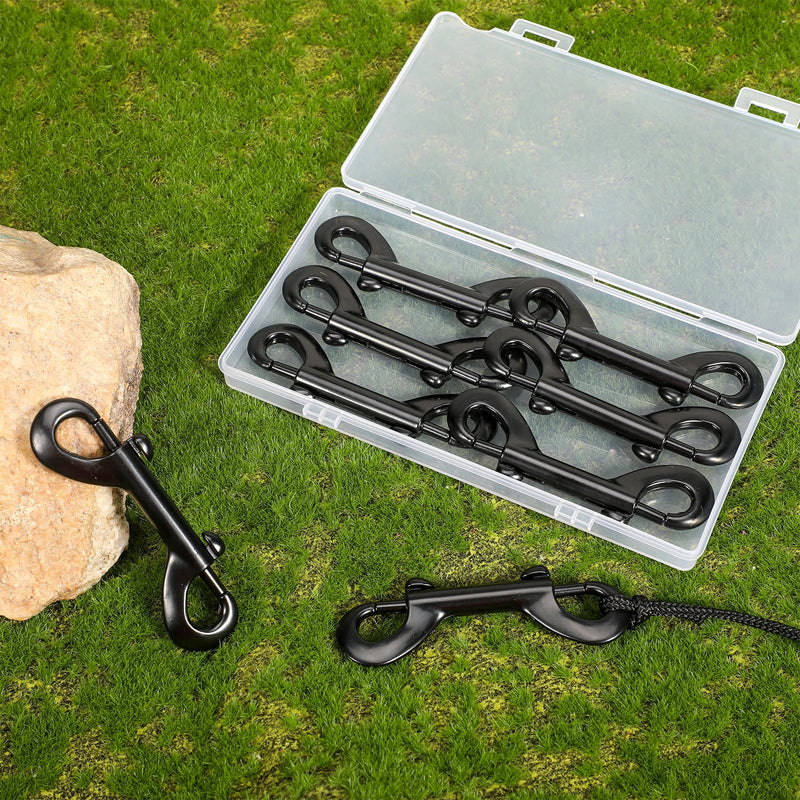 [Australia - AusPower] - 8 Pieces Double Ended Snap Hooks Bolt Snaps Heavy Zinc Alloy Multipurpose Double Sided Clips Chain Metal Clip Key Holder Black Snap Hooks for Water Bucket Dog Leash Feed Buckets, 3.5 Inches 