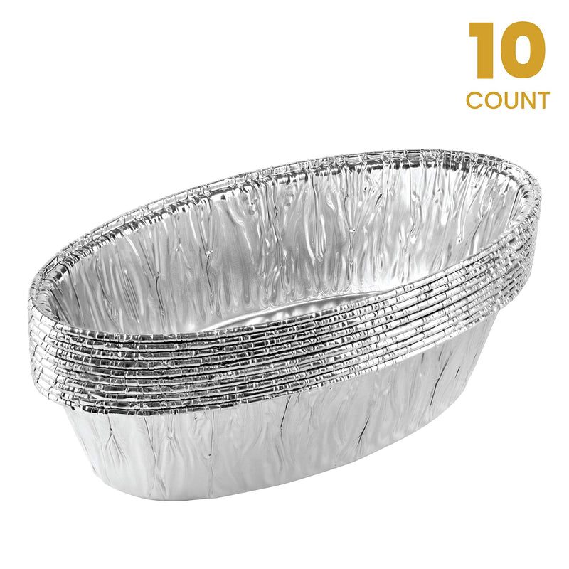 [Australia - AusPower] - Plasticpro Disposable Oval Loaf pan 2 LB Aluminum Takeout Tin Foil Baking Pans Bakeware - Cookware Perfect for Baking Cakes,Brownies,Bread, Meatloaf, Pack of 10 