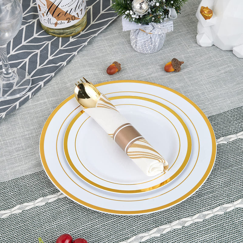 [Australia - AusPower] - 150 PACK Guest Towels Disposable Bathroom, Decorative Bathroom Napkins Linen Feel, Soft, and Absorbent Disposable Paper Hand Towel for Dinners, Kitchen, Parties, Weddings, Christmas Party Gold 
