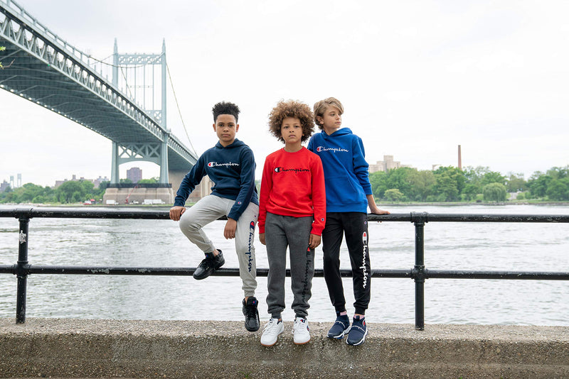 [Australia - AusPower] - Champion Boys Short Sleeve Tee Shirt Chest Script Big and Little Boys Top Sweet Green Large 