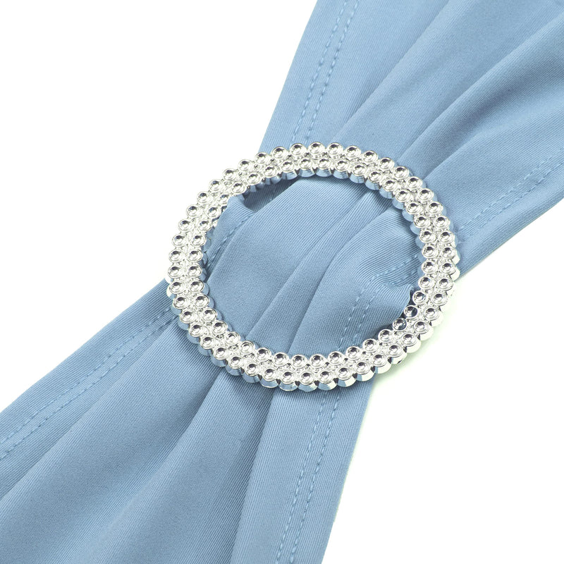 [Australia - AusPower] - mds Pack of 25 Spandex Chair Sashes Bow sash Elastic Chair Bands Ties with Buckle for Wedding and Events Decoration Spandex Slider Sashes Bow - Baby Blue 