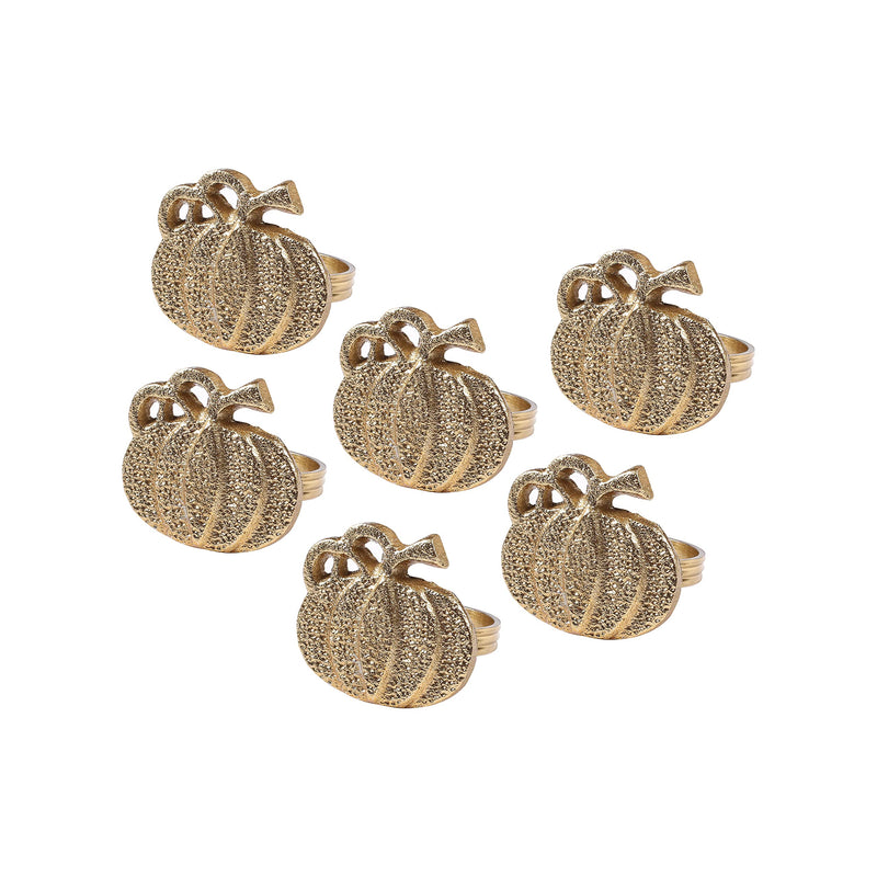 [Australia - AusPower] - Napkin Rings Set of 12, Pumpkin Napkin Holders, Metal Napkin Rings Bulk for Party Decoration, Dinning Table, Everyday, Family Gatherings - A Great Tabletop Décor - Antique Gold Tan Gold 12- Pack 