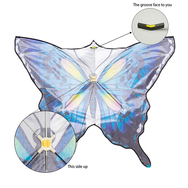 [Australia - AusPower] - JEKOSEN 2022 Style 55" Emperor Large Butterfly Kite for Kids and Adults Easy to Fly Beginners Single Line String with Tail for Beach Trip Park Outdoor Activities Blue 