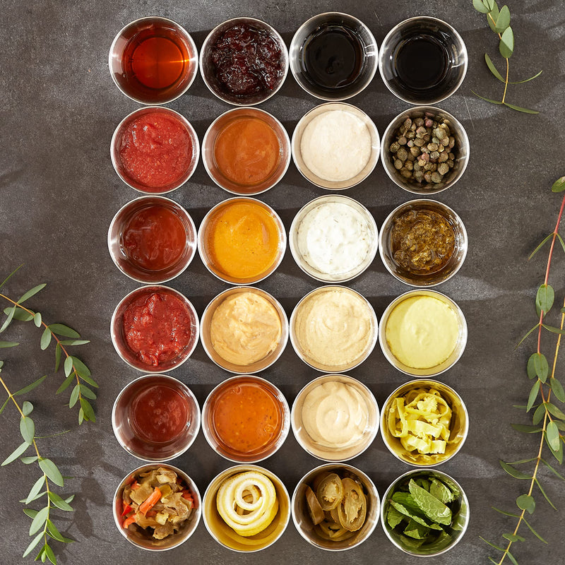 [Australia - AusPower] - RSVP International Kitchen Prep Bowl Collection Stainless Steel, Dishwasher Safe, Sauce Cups, Set of 24, Silver 