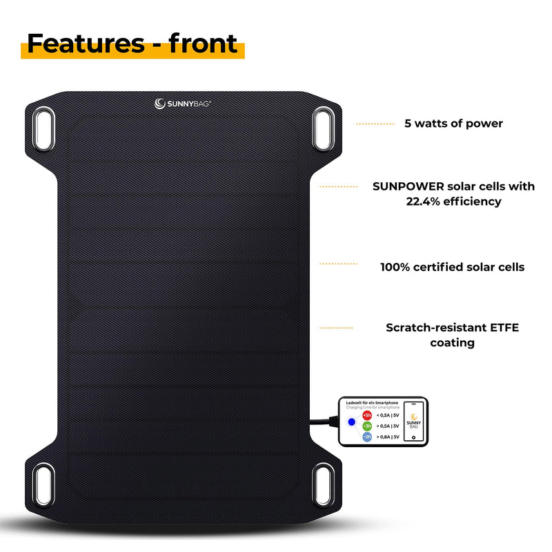 [Australia - AusPower] - Sunnybag Leaf Mini | Portable Solar Charger with 5 watts Power | Eco-Friendly Charging with Solar Energy on The go | Ultra-Light and Waterproof | USB Port | Outdoor Phone Charger for Hiking, Camping 