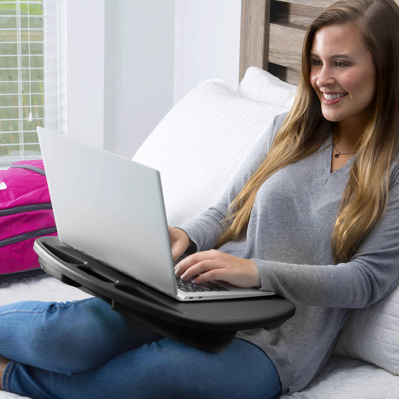 [Australia - AusPower] - LapGear Mydesk Lap Desk with Device Ledge and Phone Holder - Black - Fits Up to 15.6 Inch Laptops - Style No. 44448 
