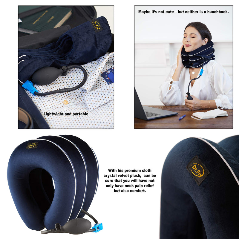 [Australia - AusPower] - Dr Fix Cervical Neck Traction Device for Instant Neck Pain Relief at Home | Elastic Band (Dark Blue, 12-17) Dark Blue 12-17 Inch (Pack of 1) 