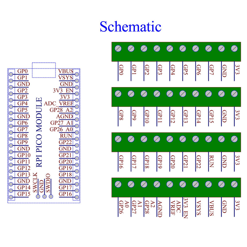 [Australia - AusPower] - Screw Terminal Block Breakout Module Board for Raspberry Pi Pico 