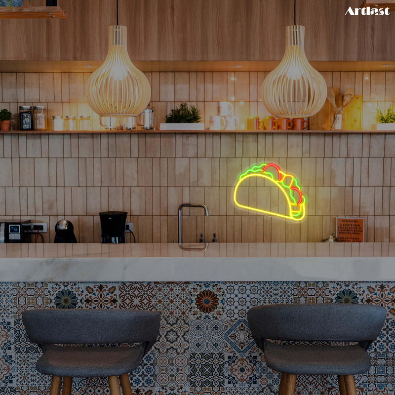 [Australia - AusPower] - Artlast Tacos Shaped Neon Sign LED Neon Taco Signs for Mexican Food Restaurant Wall Decor Tacos Decorations for Taco Bar Party Kitchen Bedroom Wall Art Decor Signs 