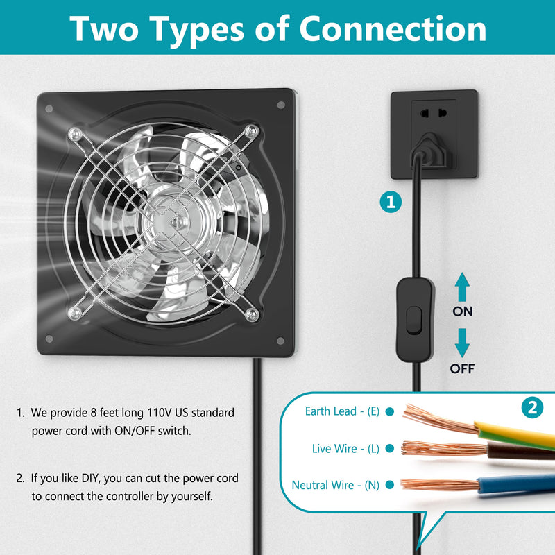 [Australia - AusPower] - 8 Inch Kitchen Ventilation Fan Kit - 8" Exhaust Fan + 8â€œ 8FT Dryer Vent Hose for Home Office Inductrial HVAC System Ventilation Use 