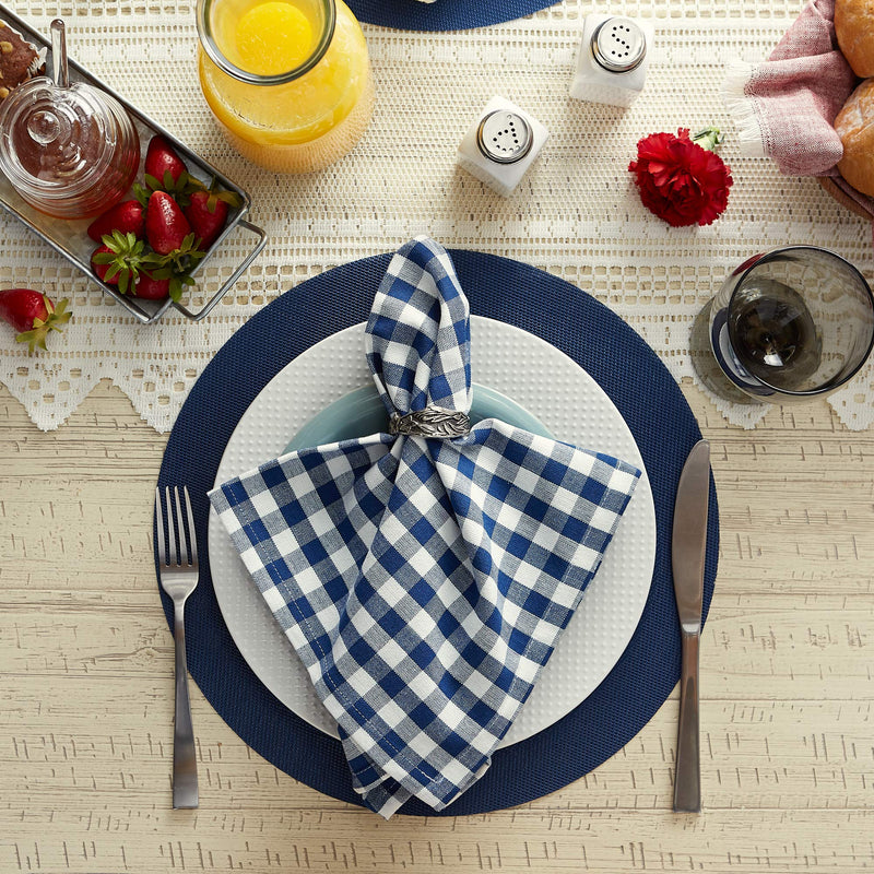 [Australia - AusPower] - DII PVC Tabletop Collection Woven Indoor/Outdoor, Round Placemat Set, 13.75", Nautical Blue, 6 Piece 