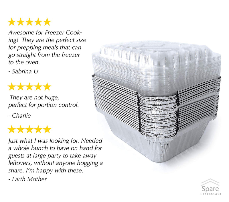 [Australia - AusPower] - 55 Pack - SMALL 1LB, Aluminum Pans With Lids / To Go Containers / Disposable Foil Pans / Take Out Containers / Foil Pan / Aluminum Foil Food Containers from Spare Essentials Size 5.5’’x4.5’’x1.9’’ 