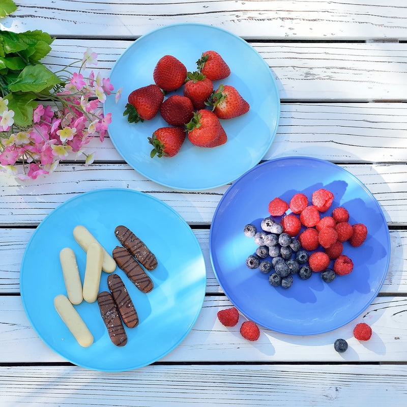 [Australia - AusPower] - Youngever 8 Inch Plastic Plates, Small Plates, Dinner Plates, Snack Plates, Set of 9 (Coastal Colors) 