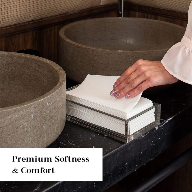 [Australia - AusPower] - AH AMERICAN HOMESTEAD Disposable Paper Hand Towels for Bathroom - White Guest Napkins - Linen-Like Bulk Wipes - 15.5" x 8" - Ideal for Wedding Reception or Dinner Party (100 Count - Quilted Basic) 15.5x8 Inch (Pack of 100) Quilted Basic Soft White 