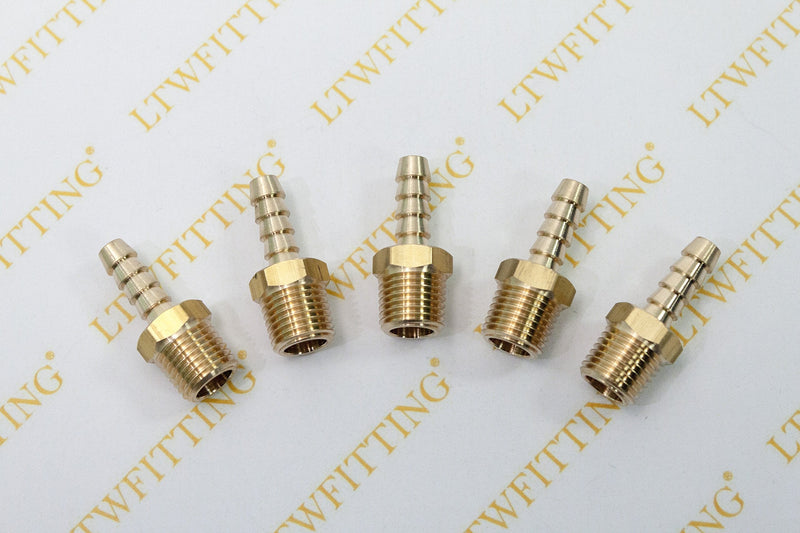 [Australia - AusPower] - LTWFITTING Brass Fitting Coupler 1/4-Inch Hose Barb x 1/4-Inch Male NPT Fuel Gas Water(Pack of 5) 