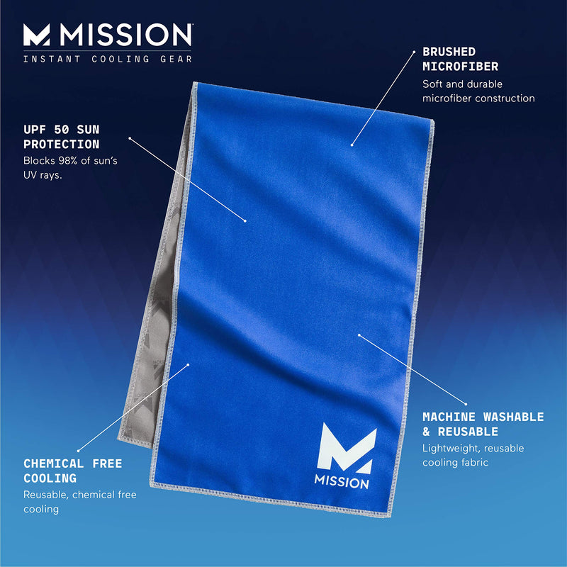 [Australia - AusPower] - Mission Original Cooling Towel- Evaporative Cool Technology, Cools Instantly When Wet, UPF 50 Sun Protection, for Sports, Yoga, Golf, Gym, Neck, Workout, 10” x 33” 