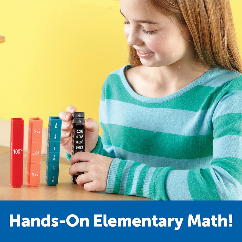 [Australia - AusPower] - Learning Resources Fraction Tower Equivalency Cubes - 51 Pieces, Ages 6+ Math Learning Toys for Kids, Math Classroom and Homeschool Accessories, Fractions Learning for Kids Activity Set 